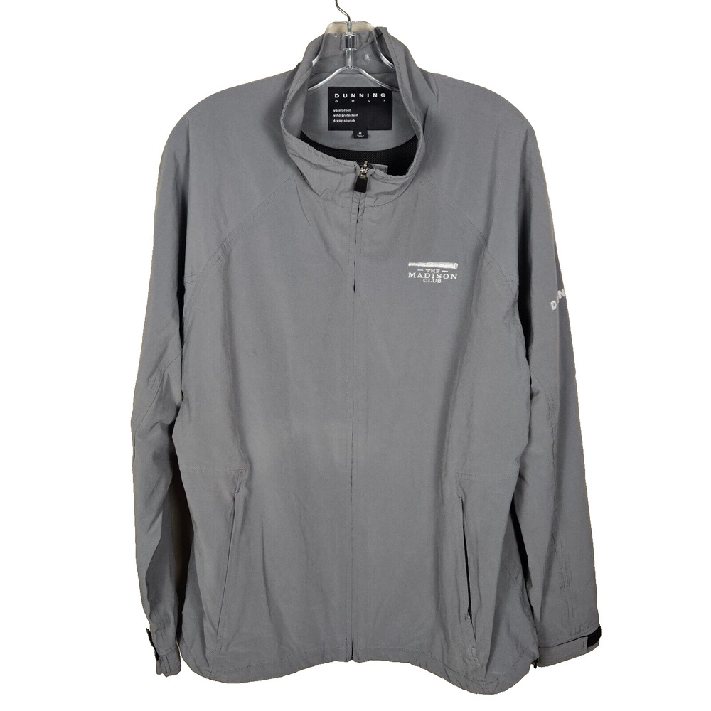 DUNNING GOLF Mens M Bomber Jacket Madison Club Waterproof Windbreaker Gray Coat